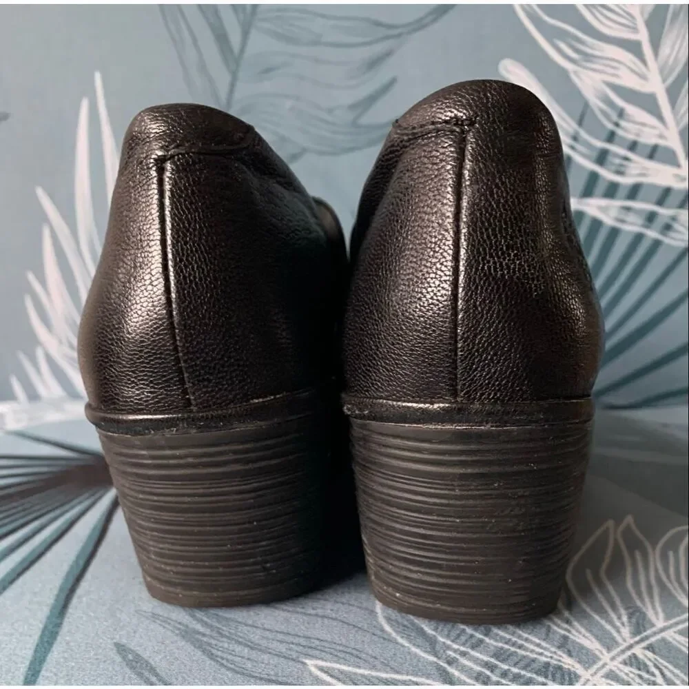 FLY London Black Leather Yale Mary Janes Wedge SHOES sz 39 9